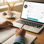 Illustration de l'agentivité humaine montrant une personne écrivant à la main tout en utilisant l'IA comme outil secondaire dans l'éducation