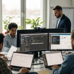 Équipe de développeurs français travaillant sur l'assistant LUCIE IA éducation nationale