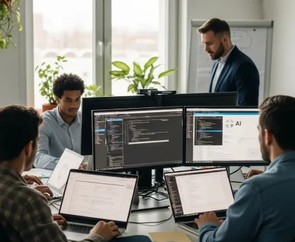 Équipe de développeurs français travaillant sur l'assistant LUCIE IA éducation nationale