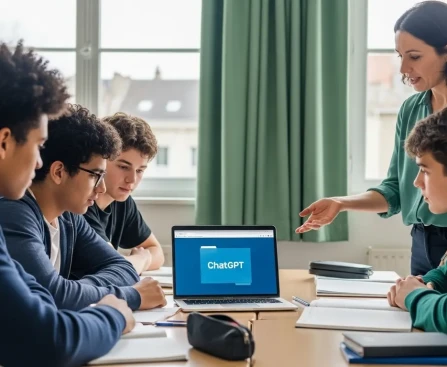 Lycéens utilisant ChatGPT à l'école dans le cadre légal français 2026