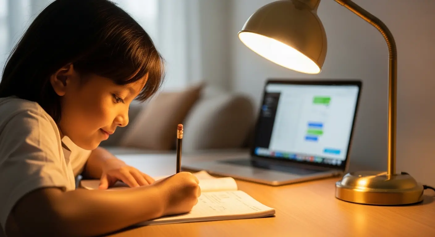 enfant utilisant Claude AI avec un skill pour les devoirs &agrave; la maison