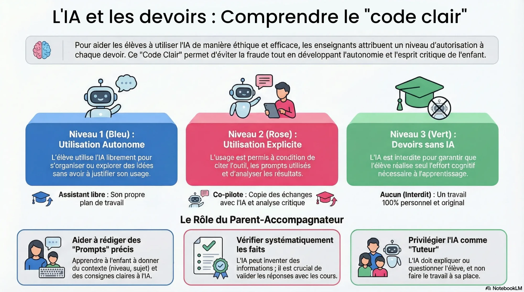 Trois niveaux du code clair pour ChatGPT pour faire ses devoirs