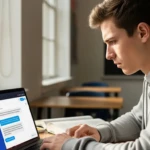 Un élève face à un écran d'IA pendant une évaluation scolaire