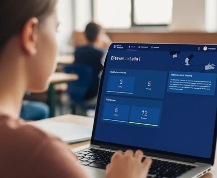 Élève de seconde utilisant la plateforme MIA Seconde sur ordinateur pour des exercices de mathématiques adaptatifs