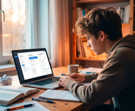 Élève utilisant NotebookLM pour apprendre et organiser ses révisions avec l'intelligence artificielle